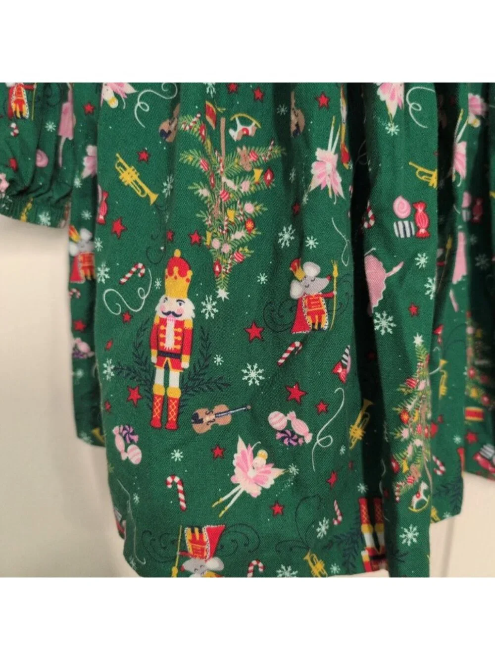 Bonnie Jean Nutcracker Dress Girls Size 5 Green Christmas Ballet Smocked Cotton